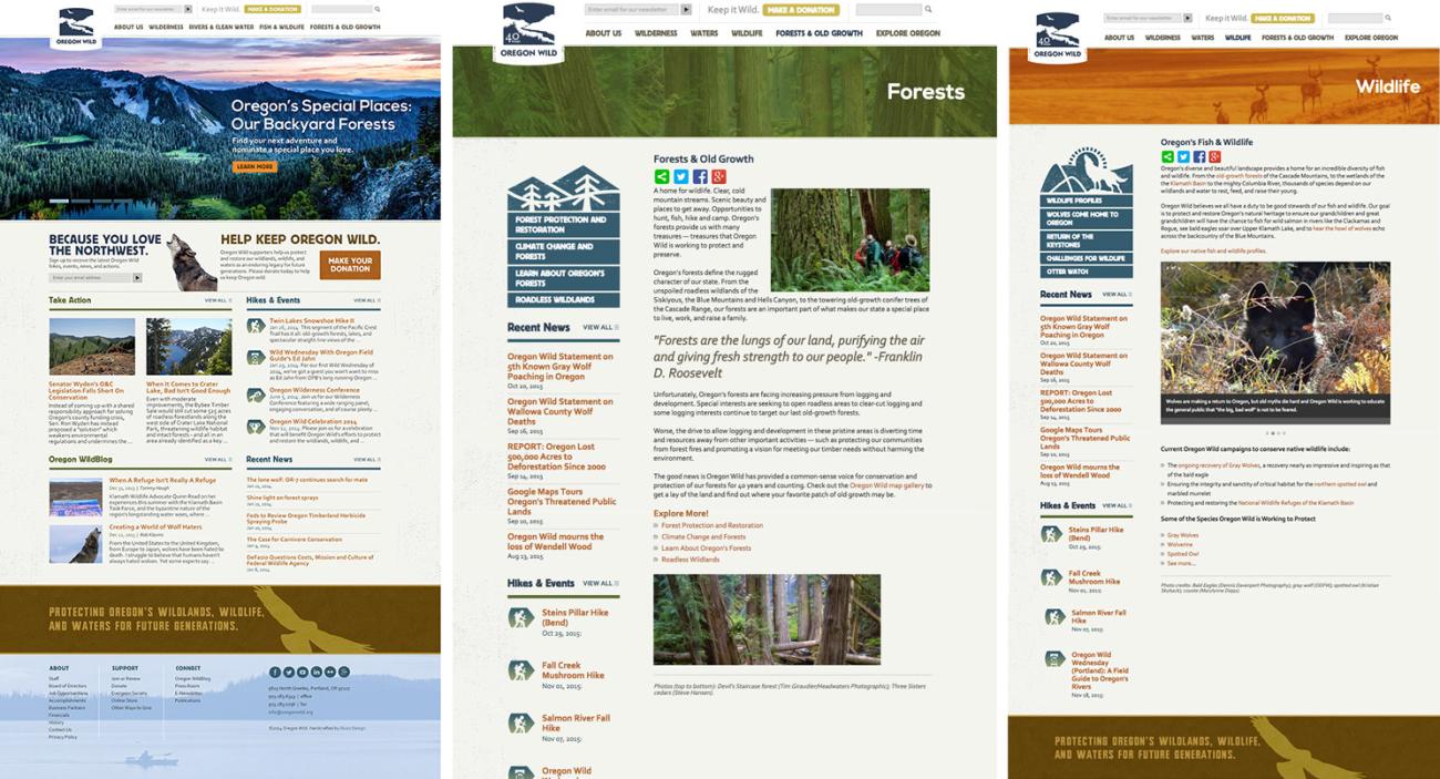 Oregon Wild site screenshots